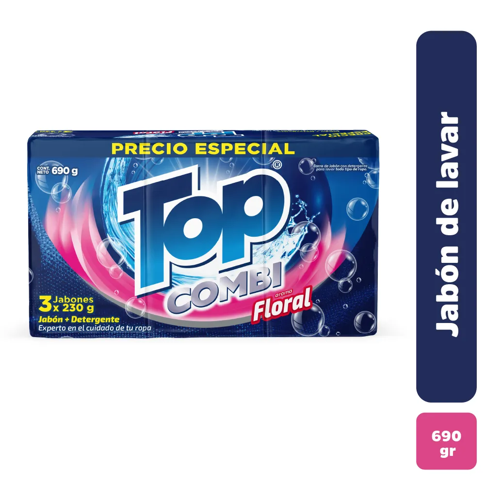 Jabon Barra Top Combi Floral 230 gr x3 Dersa