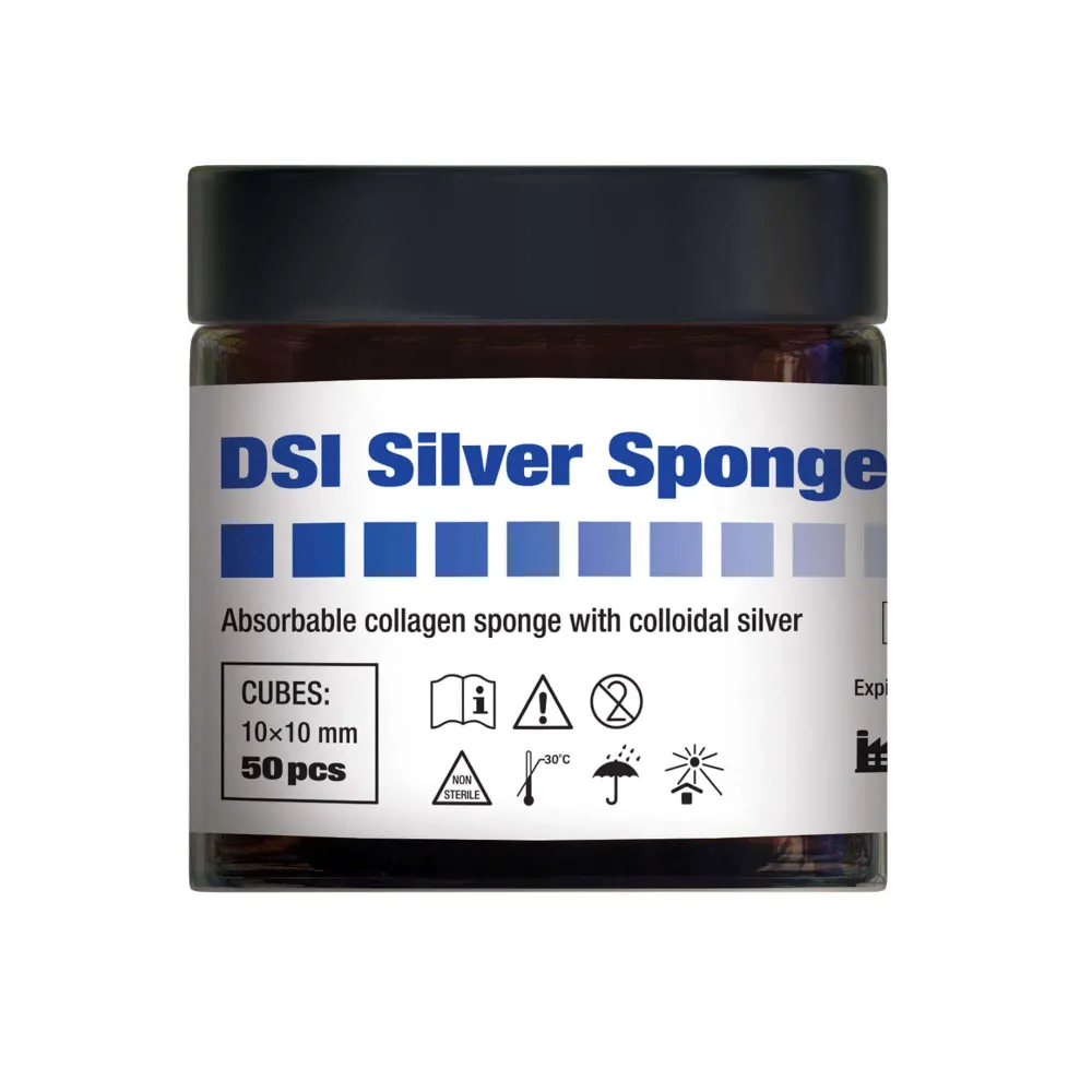 Esponja de Colágeno DSI con Plata Coloidal Cubos No Estériles 10x10mm