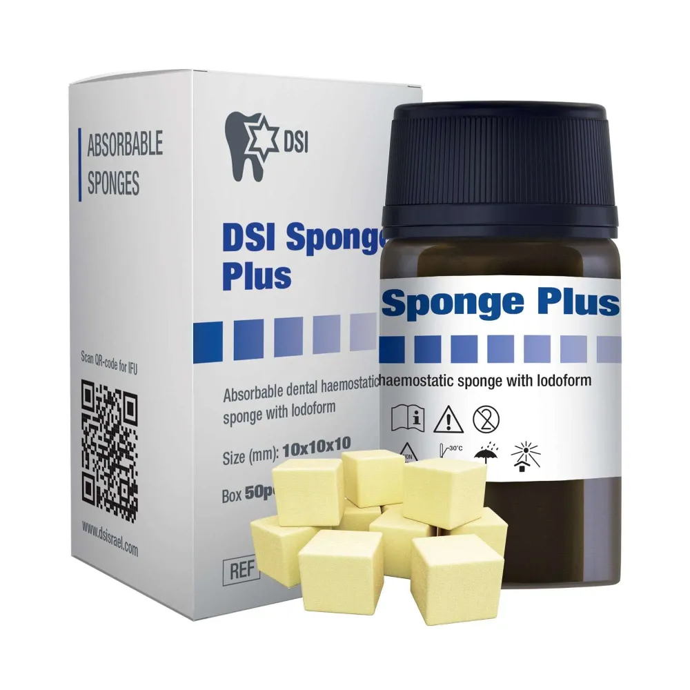 Esponja de Colágeno DSI Plus Hemostática Absorbible con Iodoformo 10x10mm