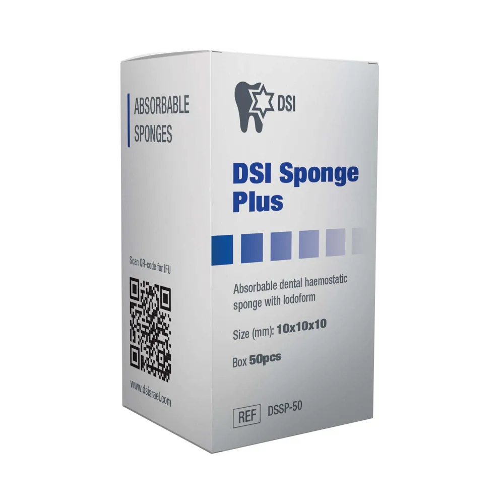 Esponja de Colágeno DSI Plus Hemostática Absorbible con Iodoformo 10x10mm