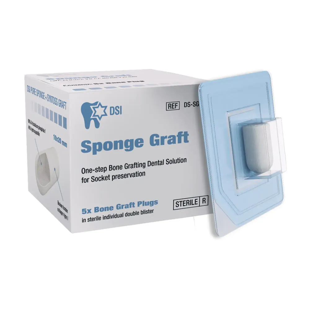 Tapones de Hueso SpongeGraft para Injerto de Cresta de Alvéolo Ø10mm L20mm DSI