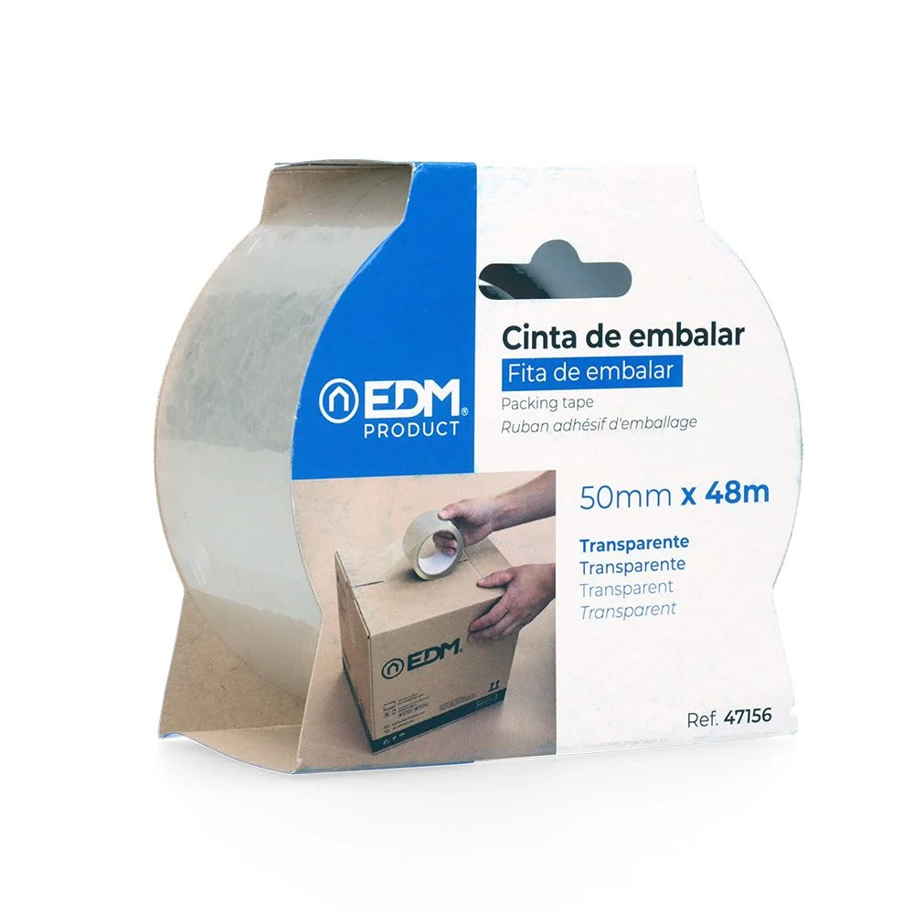 CINTA DE EMBALAR TRANSPARENTE 48 MICRAS 50 mm x 48 m EDM