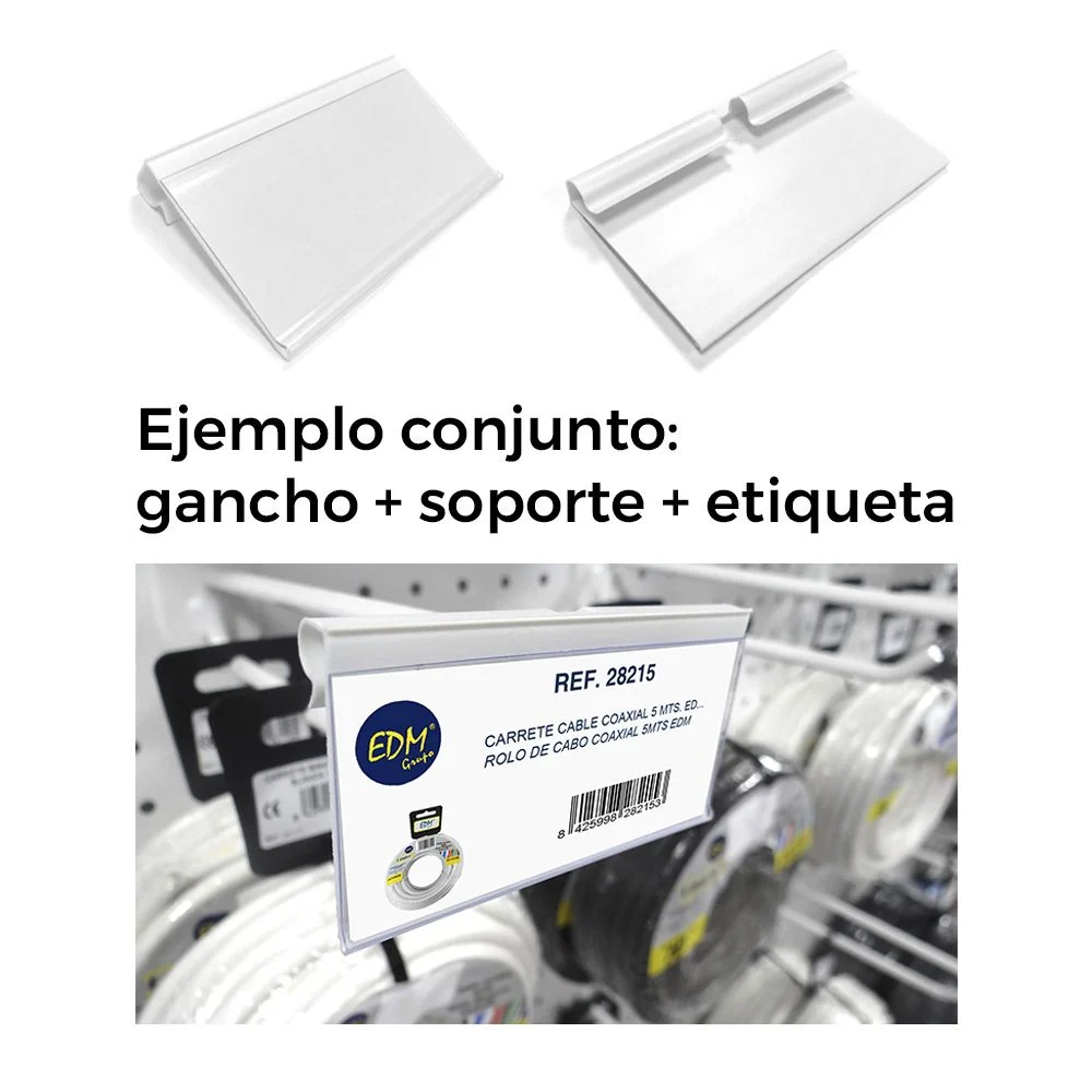 RECAMBIO SOPORTE ETIQUETA DE PLASTICO PARA GANCHO BLANCO EDM