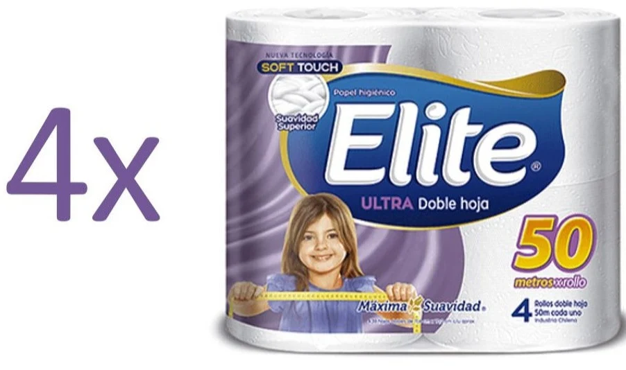 Papel Higienico Doble Hoja 50 Mts Elite 16 rollos