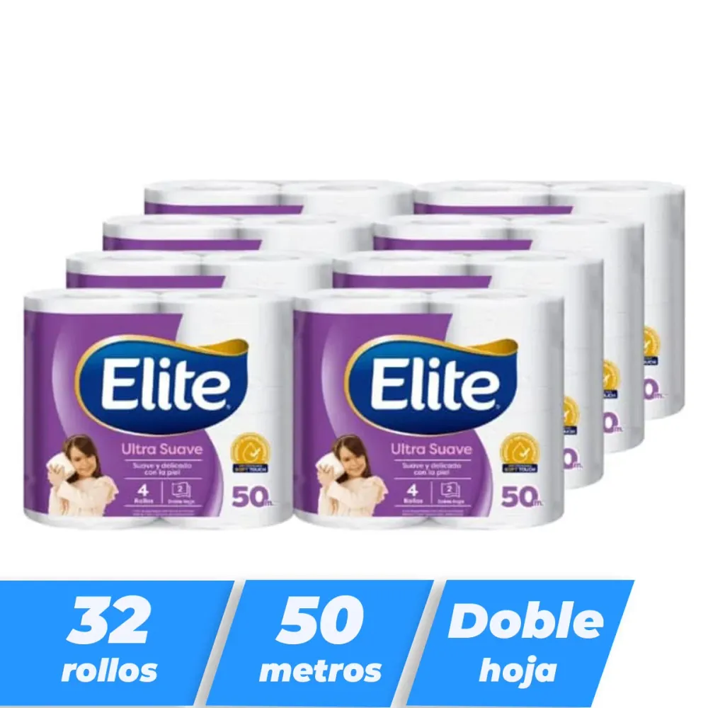 Papel higiénico Elite Ultra Doble hoja 50 metros (32 rollos)