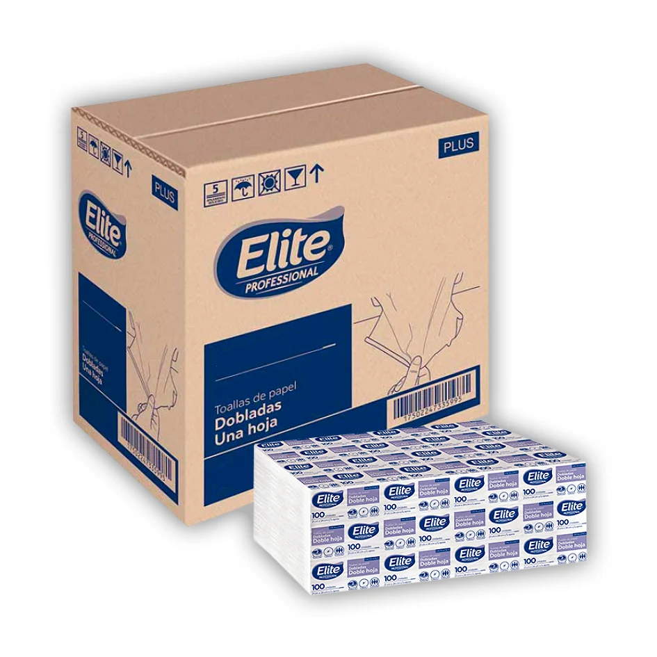 ELITE PRO Toalla Interdoblada 20x100 Elite Blanca H/D 21x24 Cms. 20x100; 2000 PZAS USA: 5165 blanco; 5167 negro; 5169 plat...