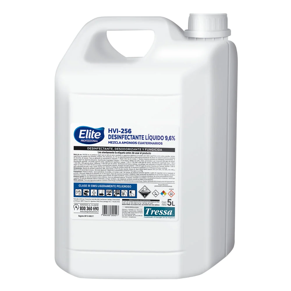 Desinfectante Con Amonio Cuaternario 9,6% Hvi-256 5 Lt ELITE PROFESSIONAL