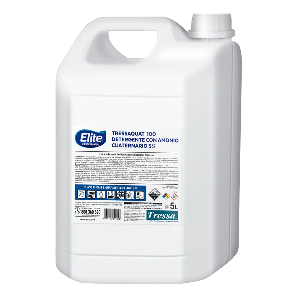 Limpiador Con Amonio Cuaternario 5% Tressaquat100 5 Lt ELITE PROFESSIONAL