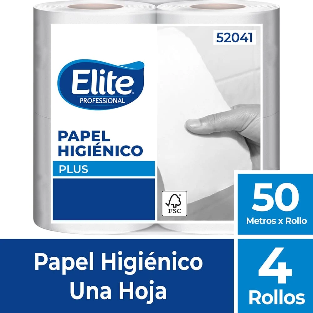 Papel Higiénico Hoja Simple 4 Rollos X 50 Mt ELITE PROFESSIONAL
