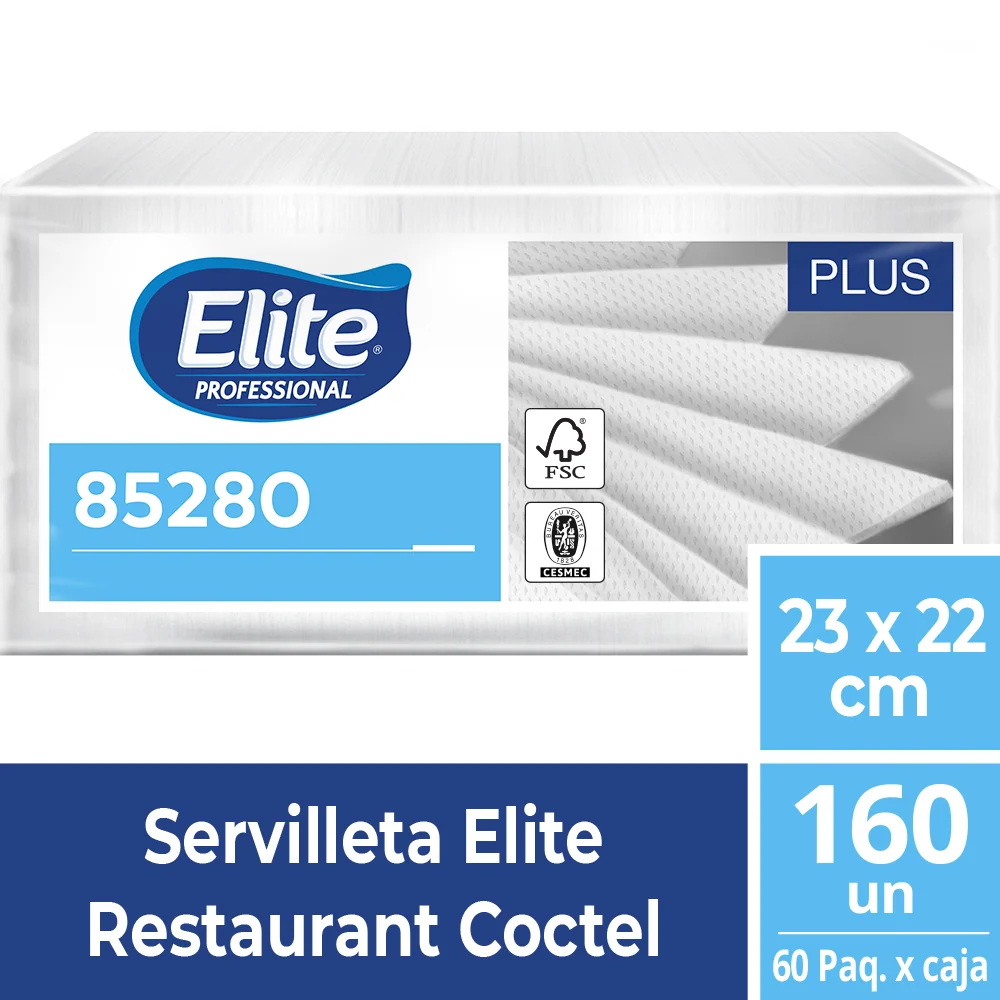 Servilleta Cocktail Hoja Simple 24 X 24 Cms Paquete 160 Unidades ELITE PROFESSIONAL