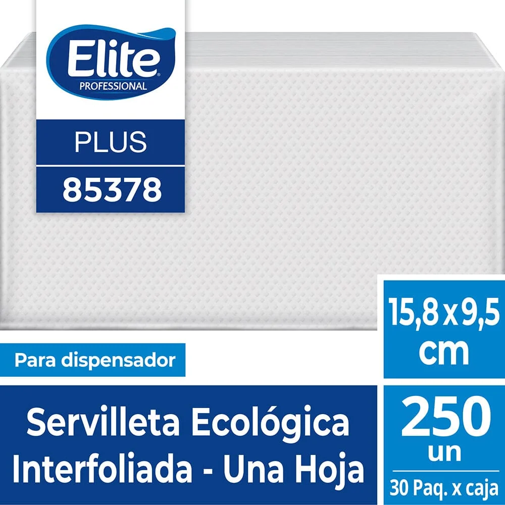 Servilleta Interfoliada Ecologica 16 X 9,5 Cms Paquete 250 Unidades ELITE PROFESSIONAL