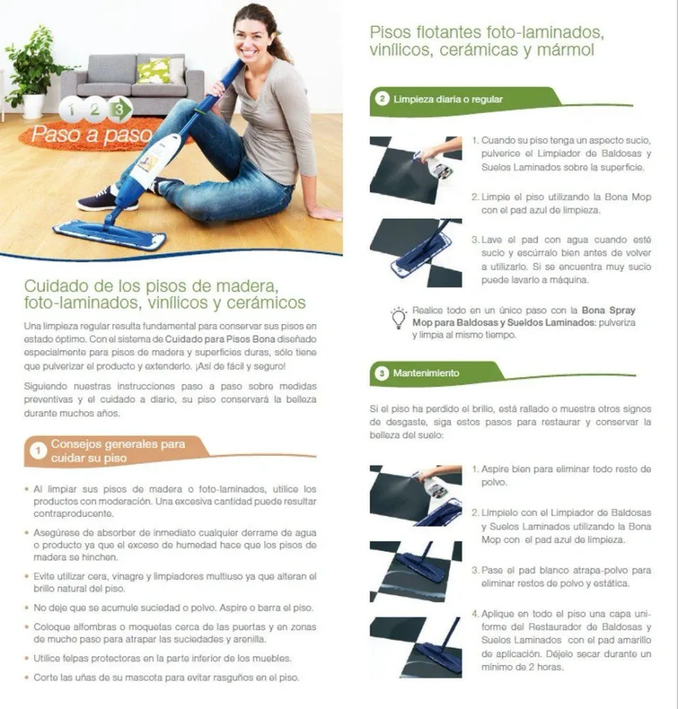 Premium Spray Mop para Pisos Duros Bona 1 Lt Enko