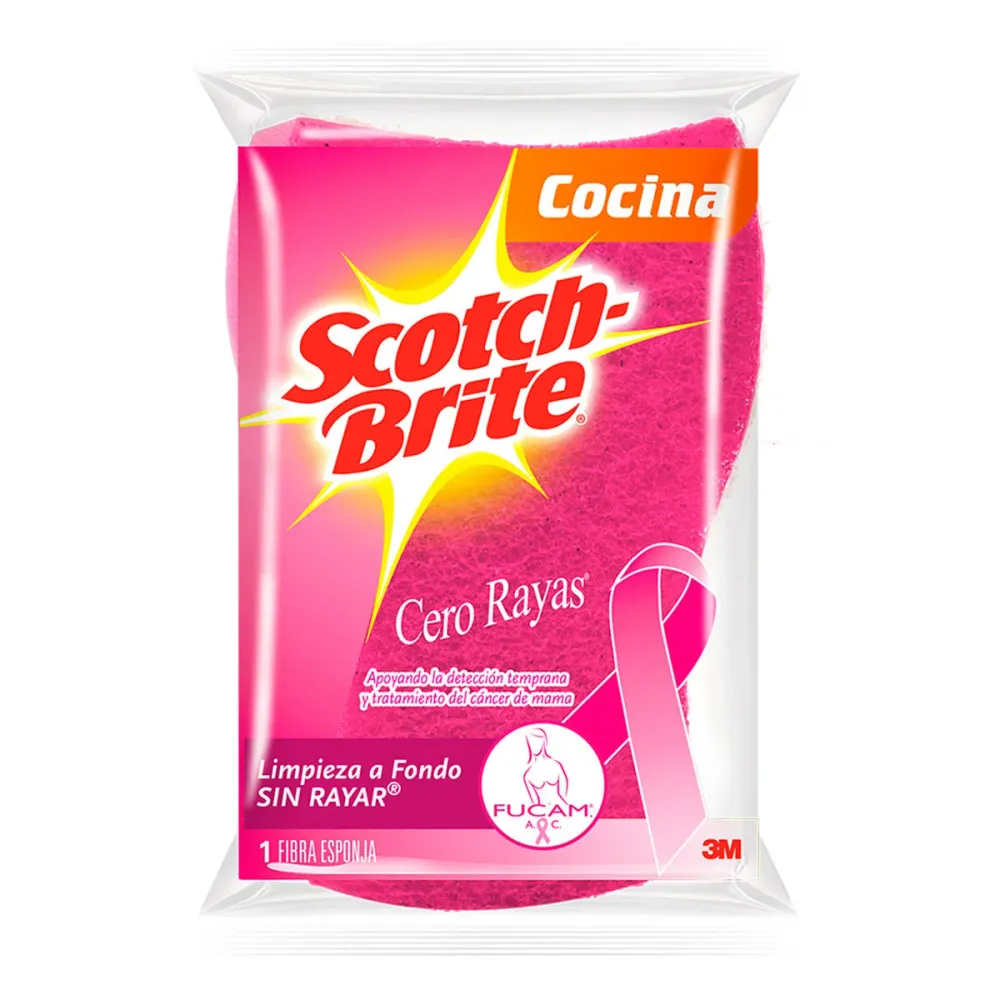 Fibra Esponja Cero Rayas Rosa Grande MARCA SCOTH BRITE