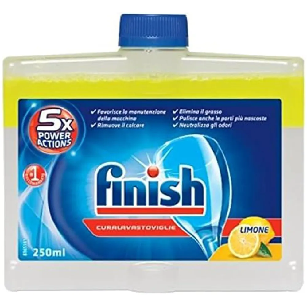Finish Limpiamáquinas Líquido con Aroma Limón, Pack de 1 x 250ml. Mantenimiento para 3 meses que elimina la cal y la grasa...