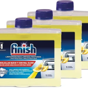 Finish Limpiamáquinas Líquido con Aroma Limón, Pack de 3 x 250ml. Mantenimiento para 9 meses que elimina la cal y la grasa...