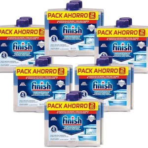 Finish Limpiamáquinas para Lavavajillas, Pack de 12 x 250ml. Elimina la cal, la grasa y el mal olor de las partes ocultas...