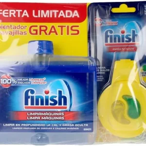 Finish Pack Cuidado Total para Lavavajillas, incluye 1 Limpiamáquinas de 250ml y 1 Ambientador. La solución 2 en 1 para un...