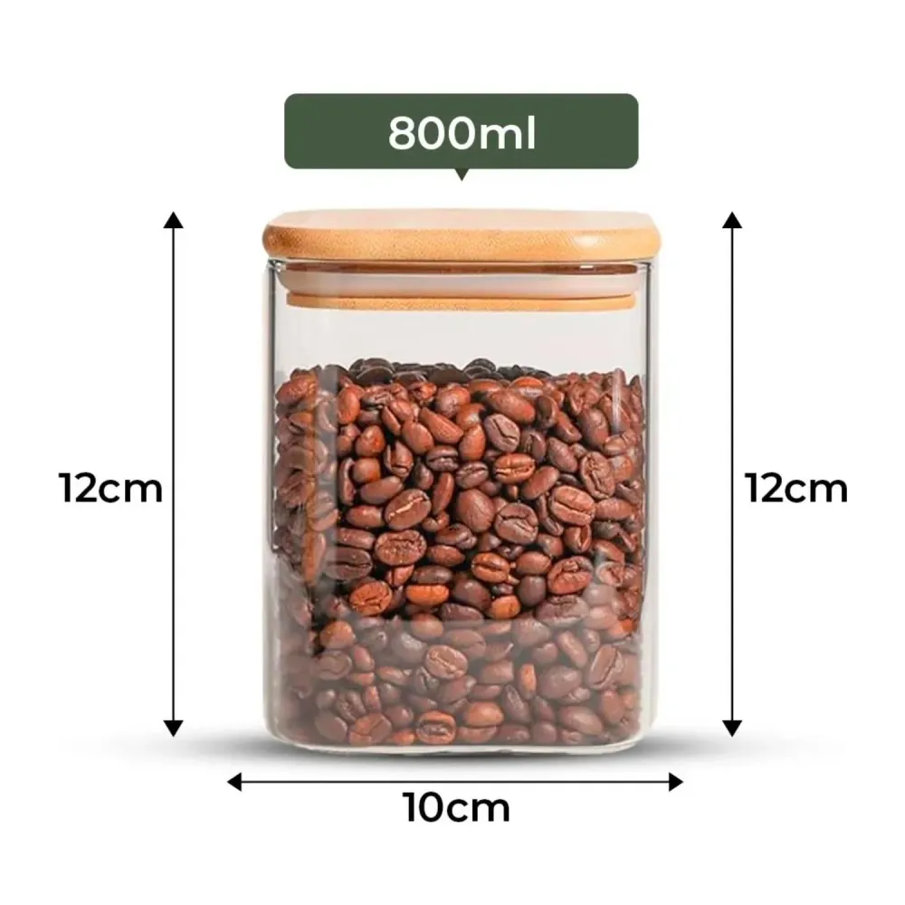Frasco Hermetico Contenedor Especies Tapa Bambú 800 ML