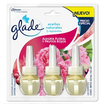 Ambientador ElŽctrico Glade Alegr’ Floral Y Frutos Rojos 3 Unidades Repuestos