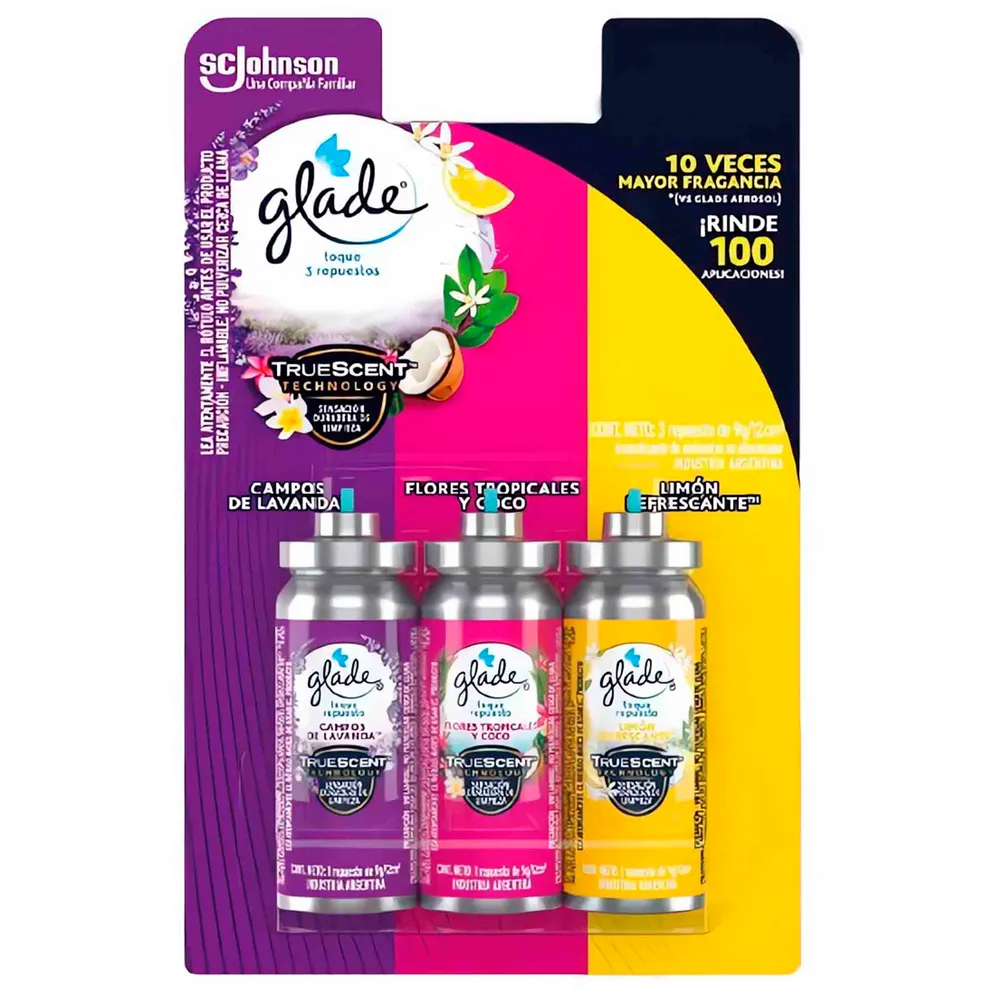 Glade Aromatizante Toque Repuesto Súper Pack x3 Unidades