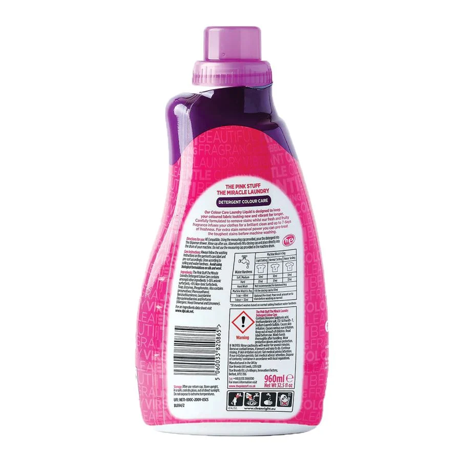 Detergente Liquido Ropa Color Concentrado Pink Stuff 960 ml Grayson