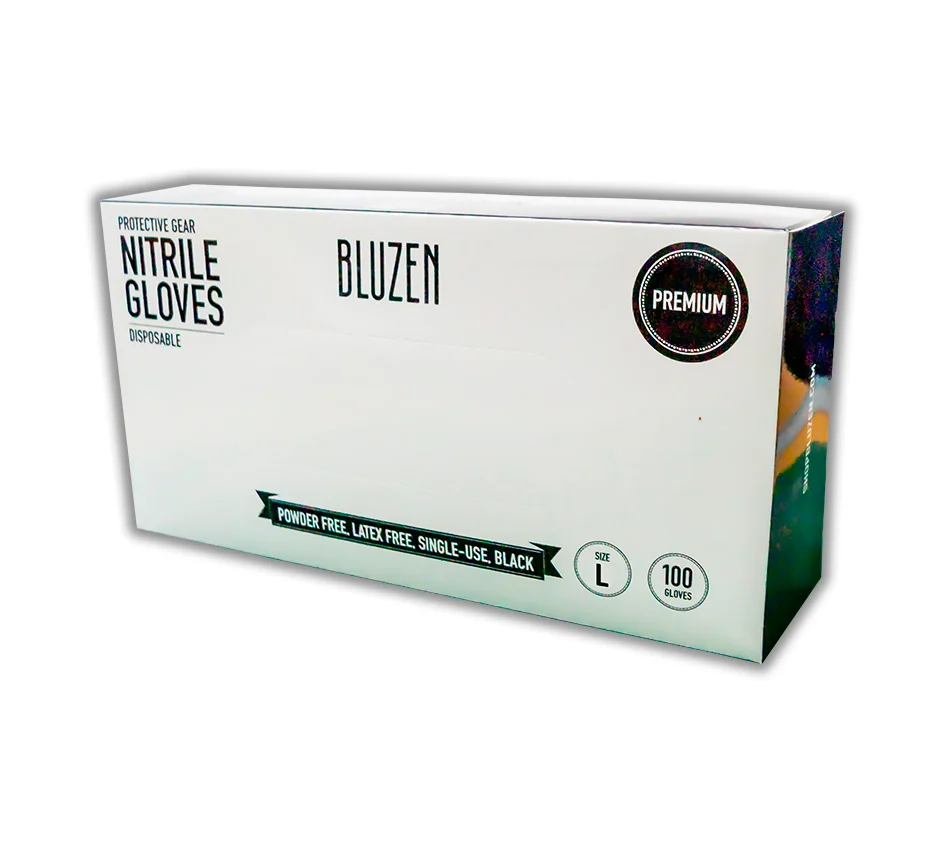 GUANTE NITRILO NEGRO GRANDE BLUZEN CAJILLA CON 100 PZAS