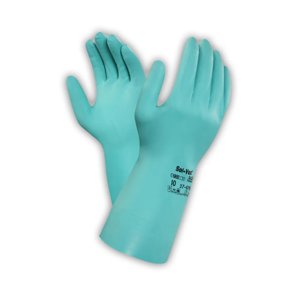 GUANTE DE NITRILO VERDE ANSELL DE 45 CM, TALLA 8 1 Par SOLVEX