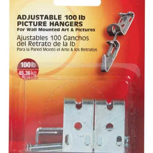 Hillman AnchorWire - Percha metálica ajustable para cuadros, 100 lb, paquete de 2