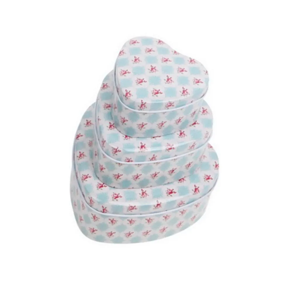 Set Cajas Diseño Corazon Metal 12x11x5cm (3u) HomeWell