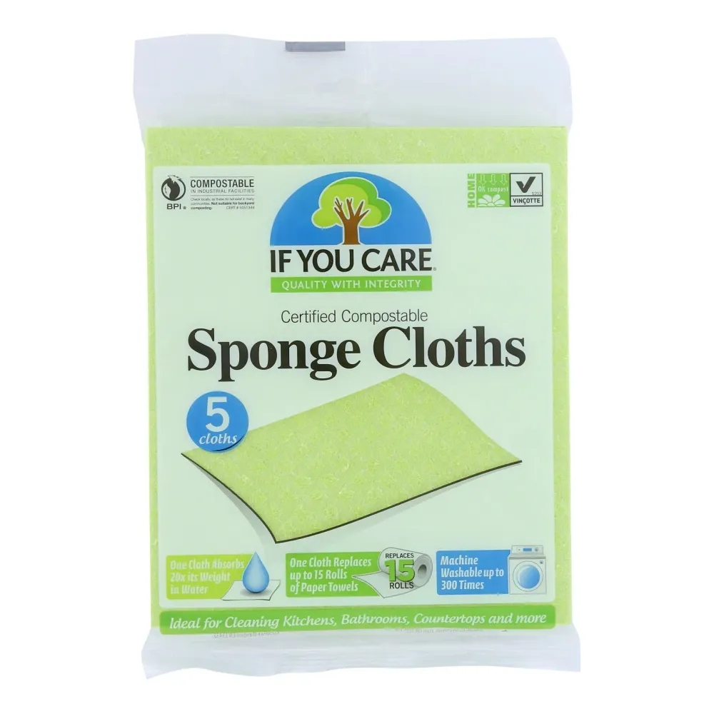 Paños de esponja If You Care - 100 % naturales - 5 unidades - Caja de 12 (paquete de 12)