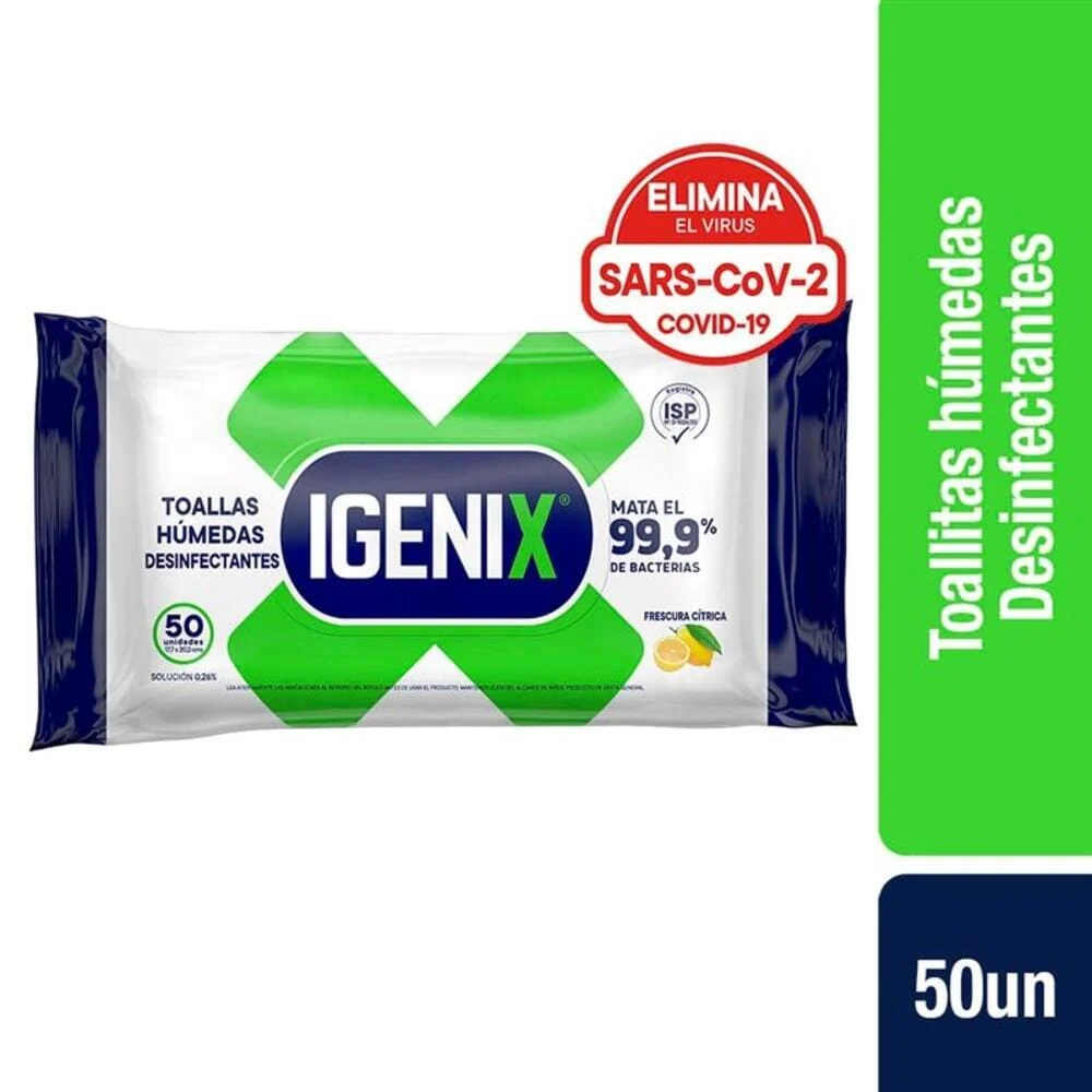 Toallitas Desinfectantes 50 Unidades IGENIX