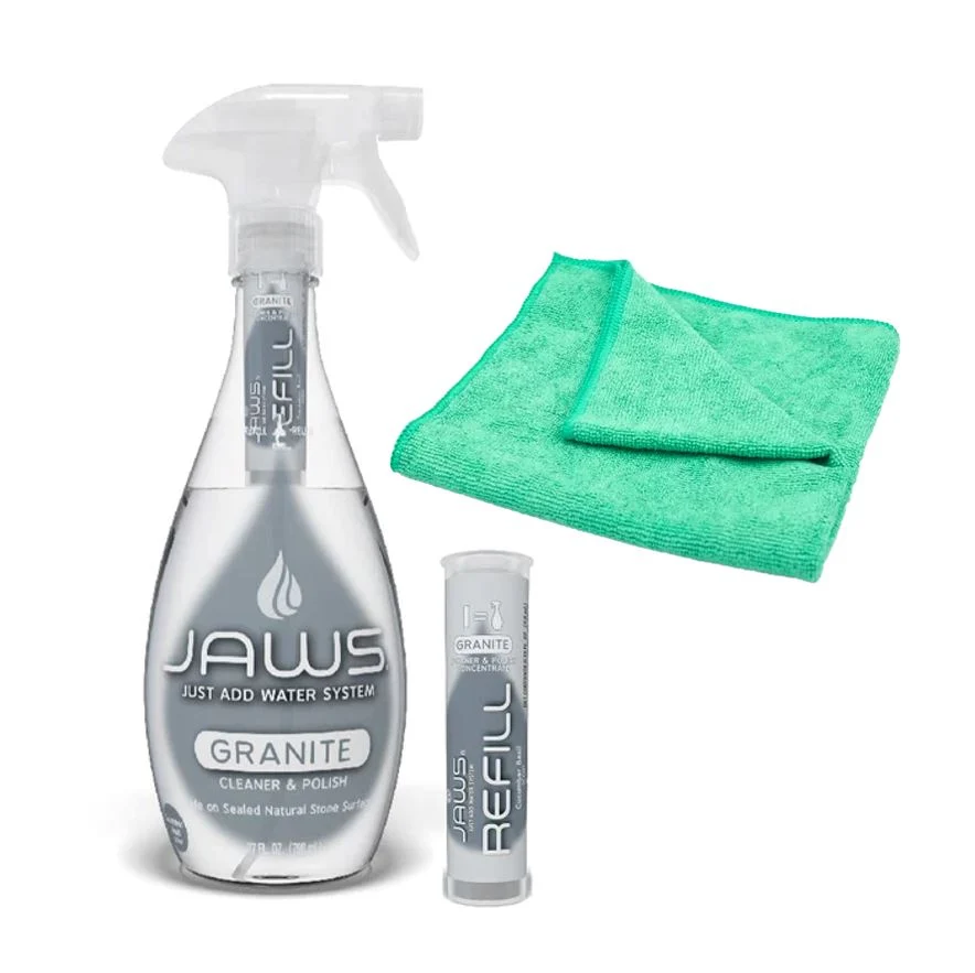Limpiador y Abrillantador Granito Jaws 2x739 ml + Paño Microfibras