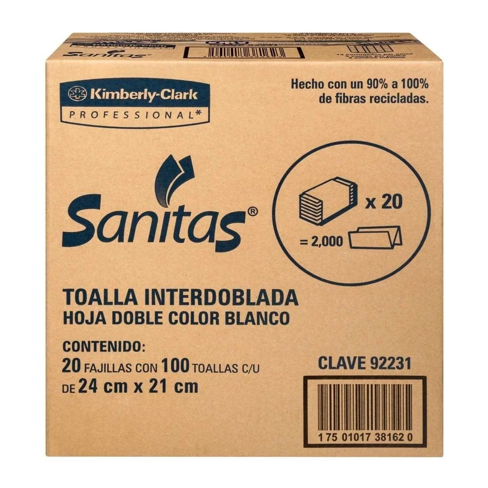 Caja toalla Interdoblada 24x21cm Sanitas 100H/20P HJS 92231 - SCG Kimberly Clark