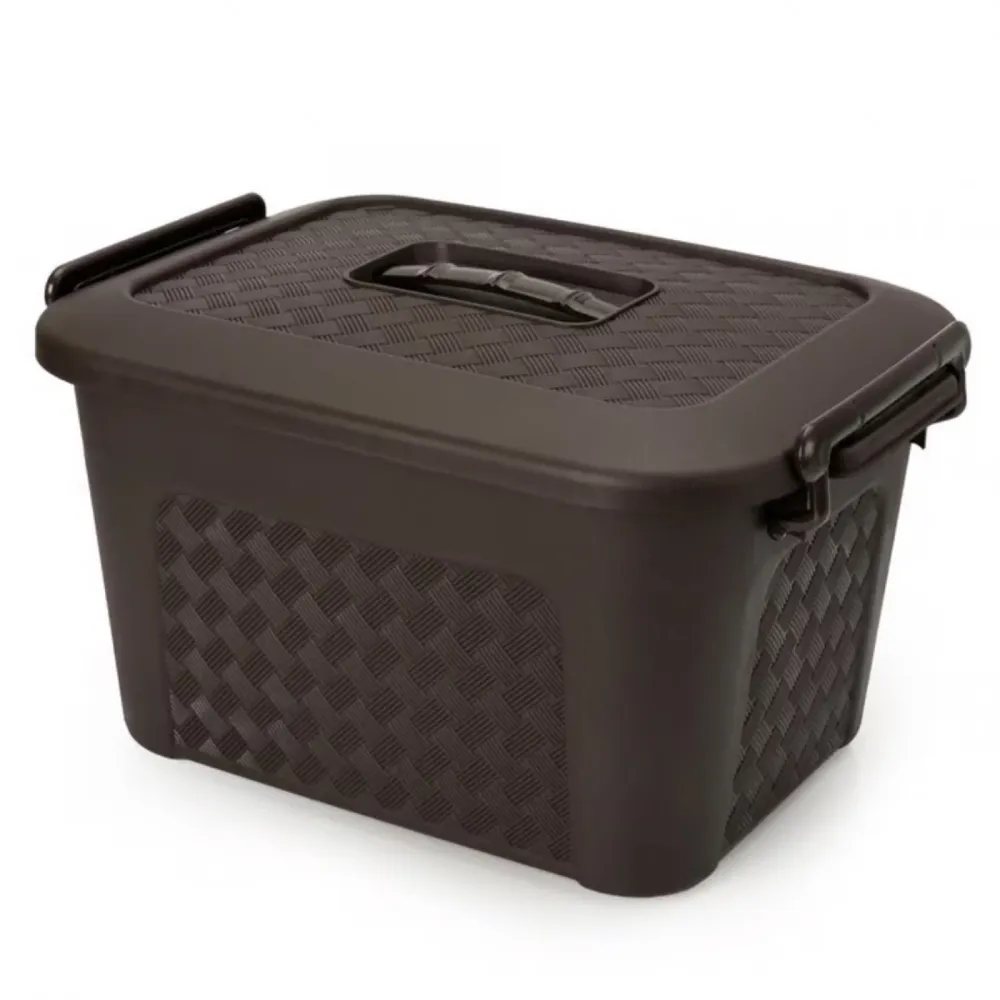 Caja Plástica Organizadora de 40 Litros con Tapa Renacer Café Luxury Plast