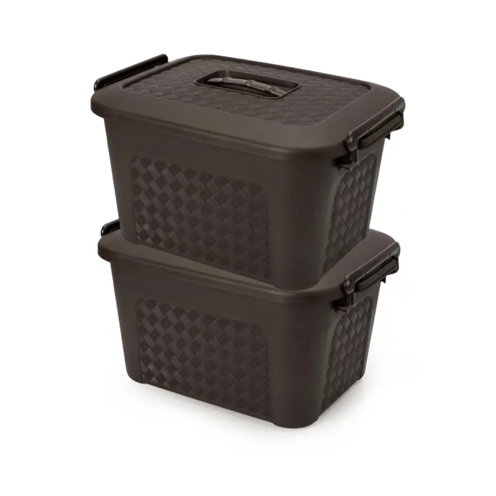 Caja Plástica Organizadora de 40 Litros con Tapa Renacer Café Luxury Plast