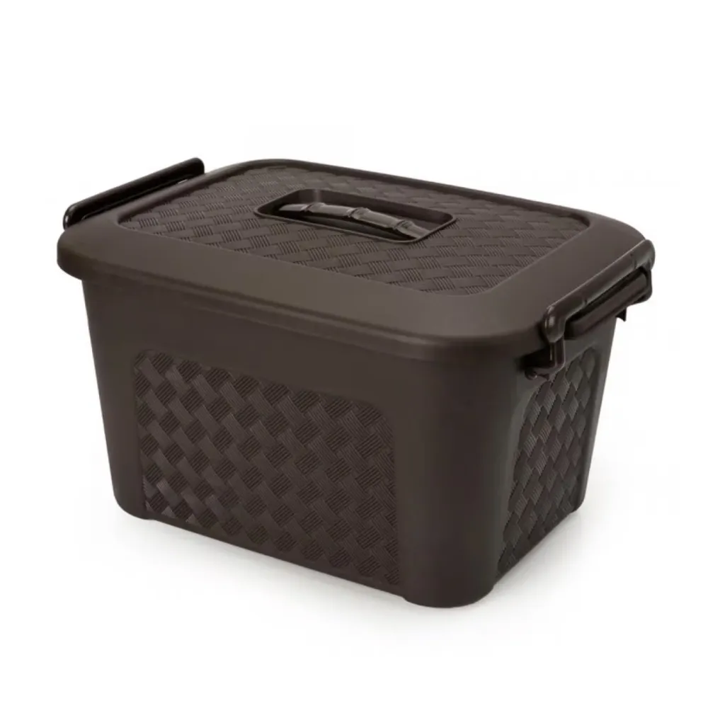 Caja Plástica Organizadora de 23 Litros con Tapa Renacer Café Luxury Plast