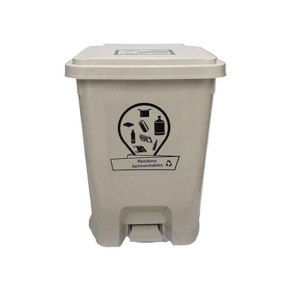 Caneca de basura / Papelera blanca de 53 litros con pedal Luxury Plast