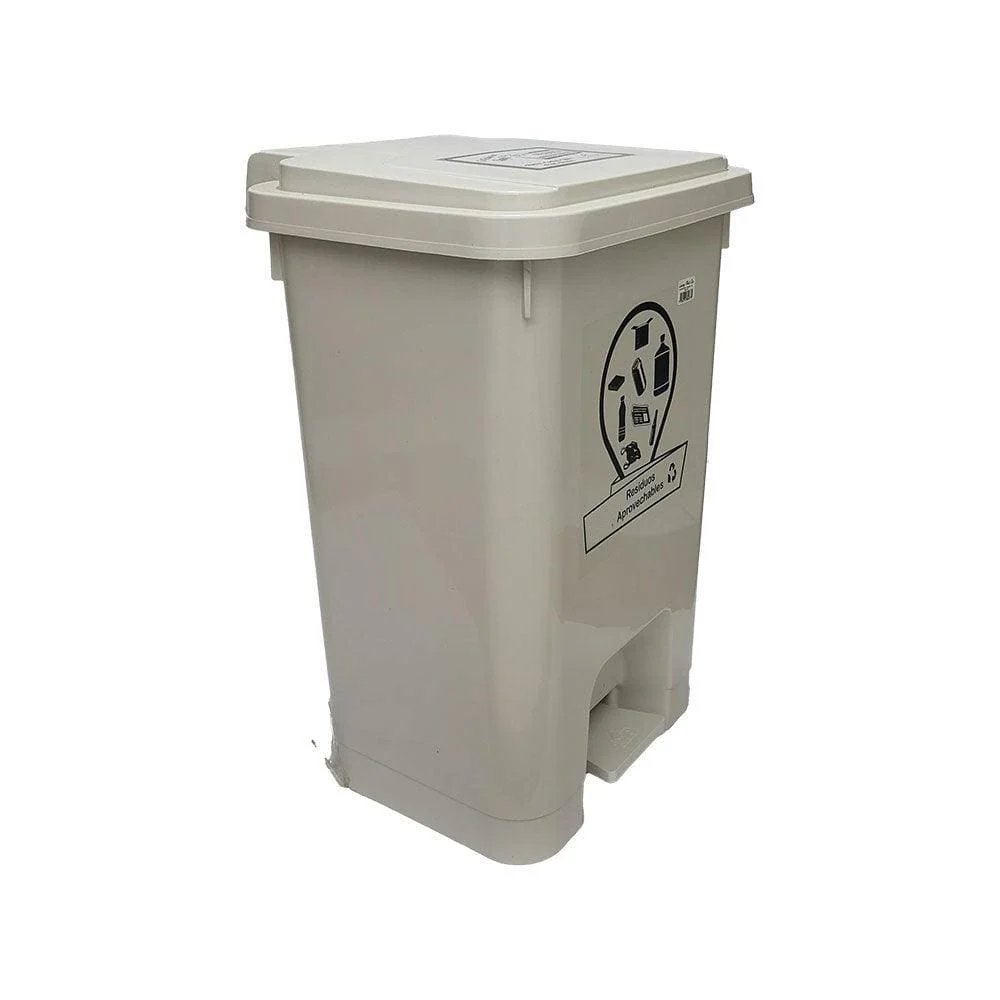 Caneca de basura / Papelera blanca de 53 litros con pedal Luxury Plast
