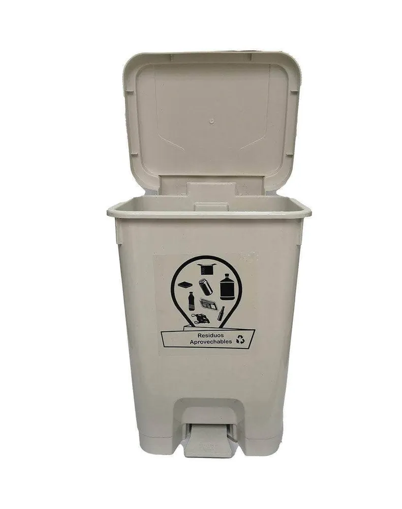 Caneca de basura / Papelera blanca de 53 litros con pedal Luxury Plast