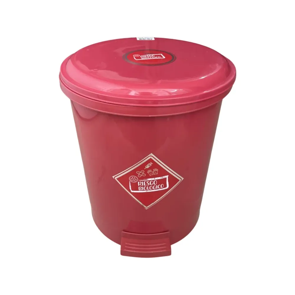 Caneca de basura / Papelera Roja de 13 litros con pedal Luxury Plast