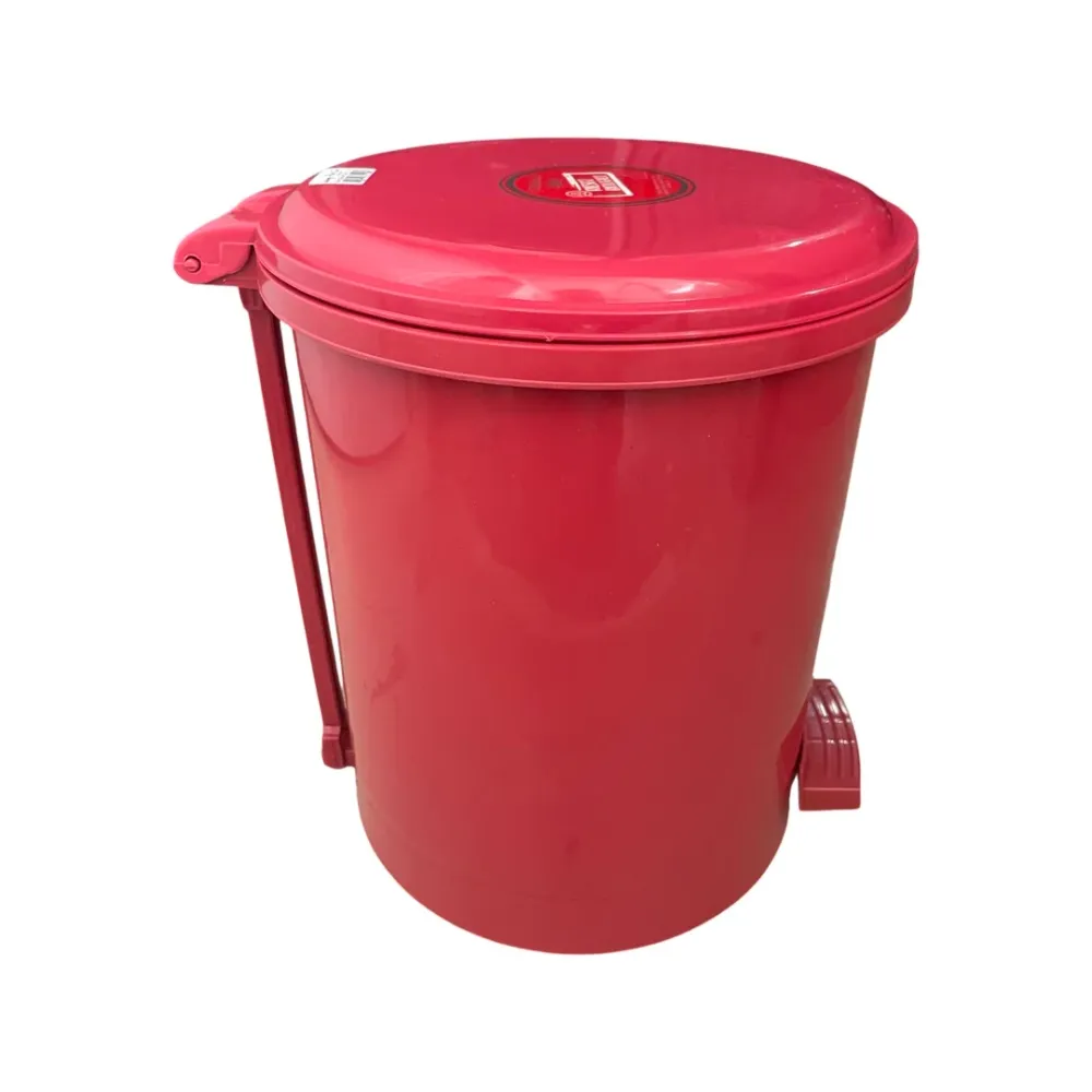 Caneca de basura / Papelera Roja de 13 litros con pedal Luxury Plast