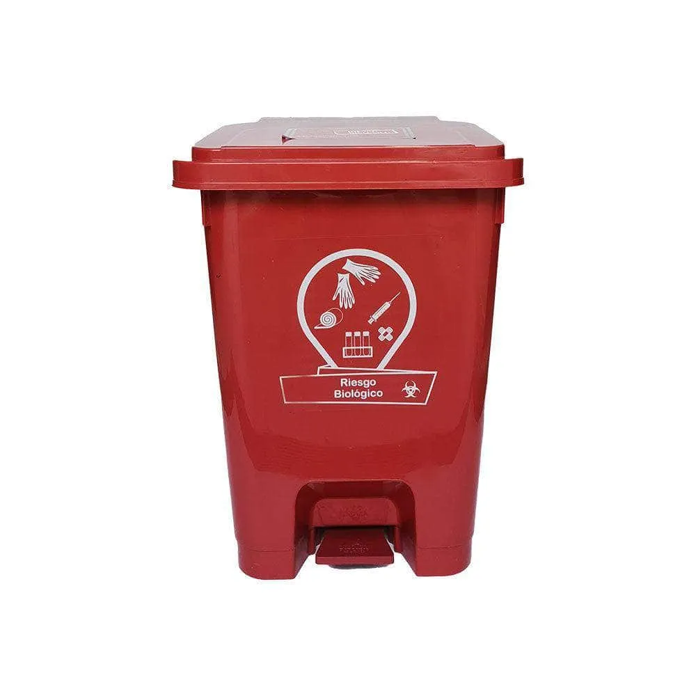 Caneca de basura / Papelera roja de 53 litros con pedal Luxury Plast