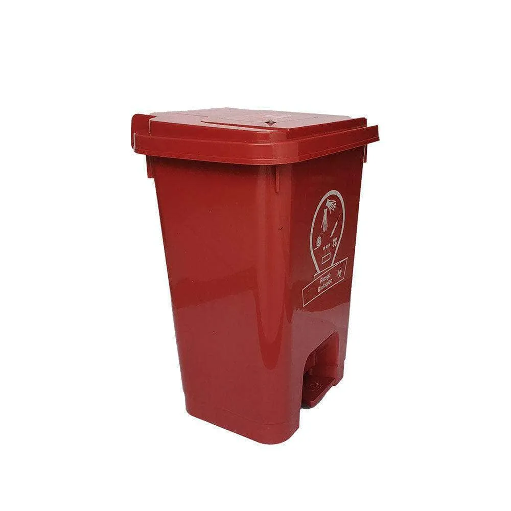 Caneca de basura / Papelera roja de 53 litros con pedal Luxury Plast