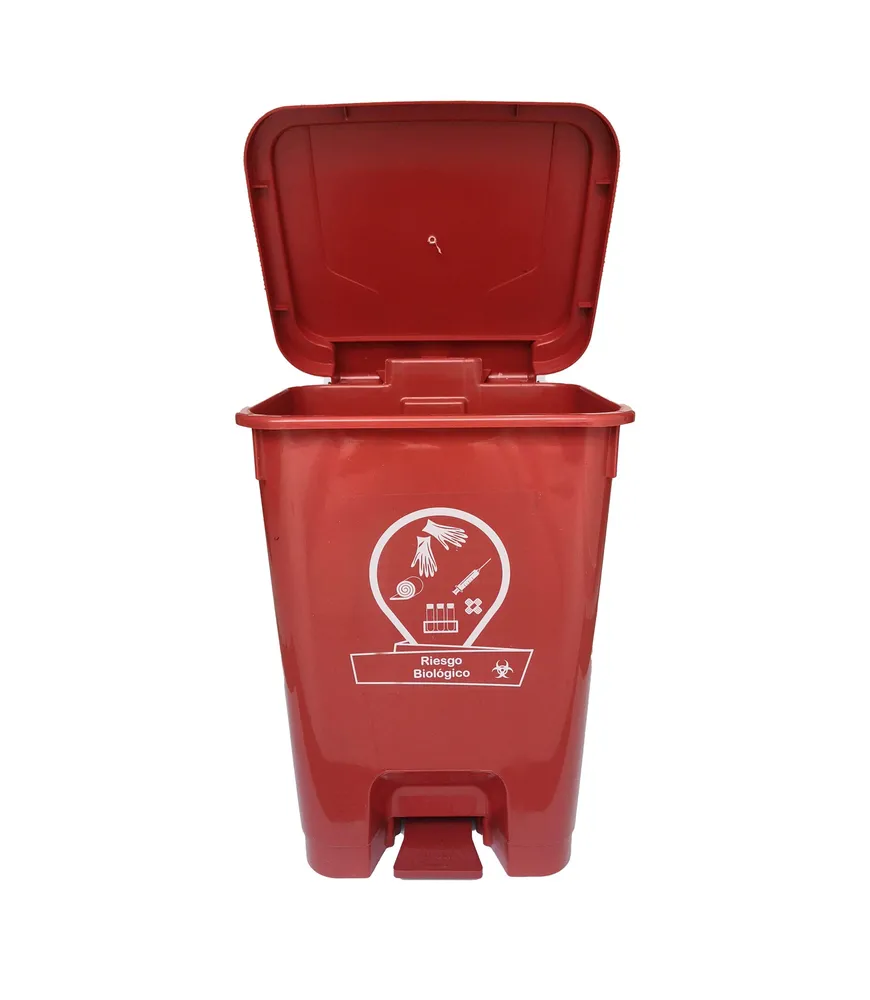 Caneca de basura / Papelera roja de 53 litros con pedal Luxury Plast