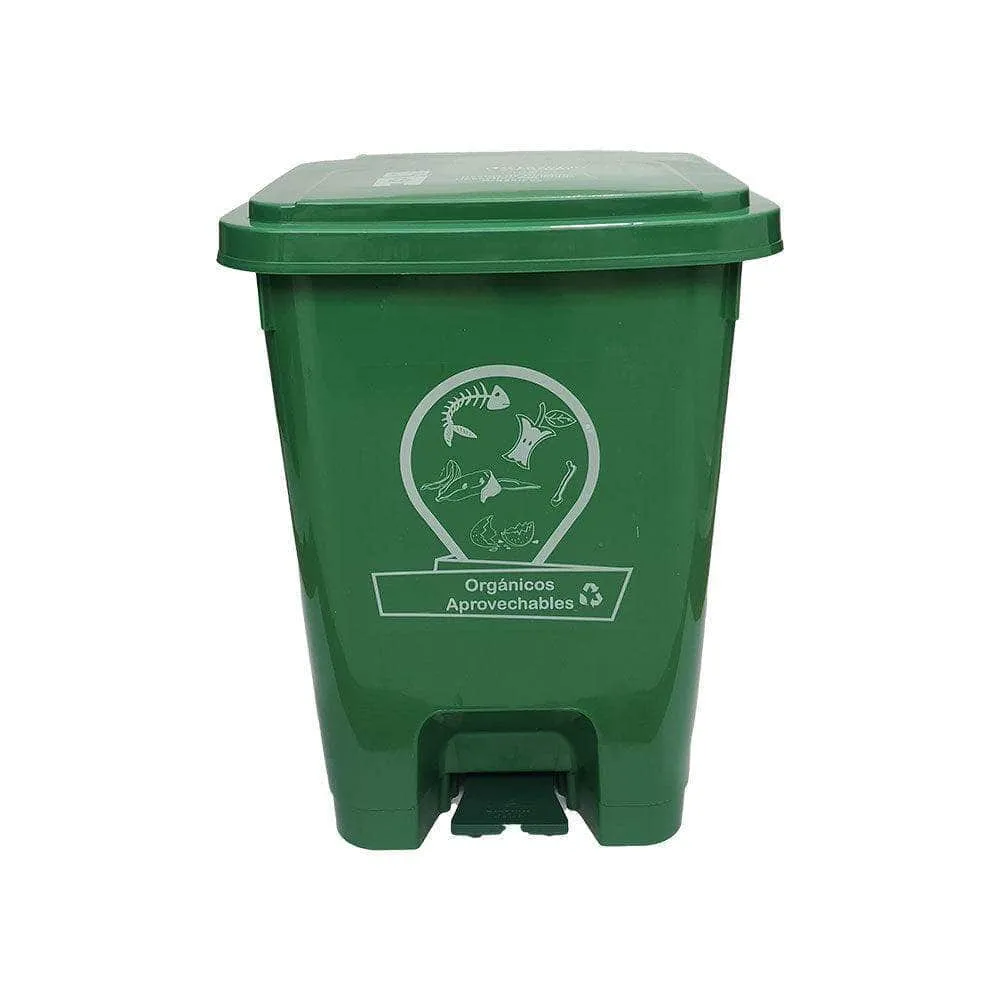 Caneca de basura / Papelera verde de 35 litros con pedal Luxury Plast