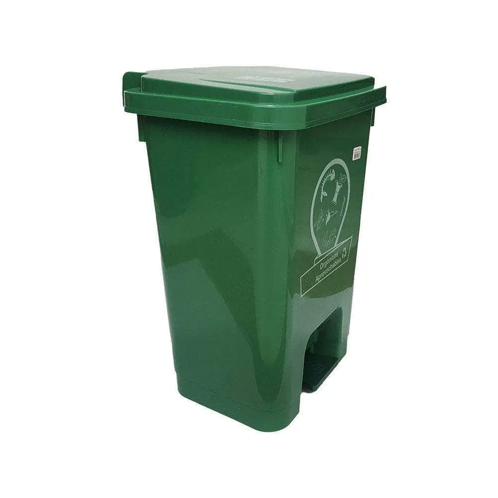 Caneca de basura / Papelera verde de 35 litros con pedal Luxury Plast