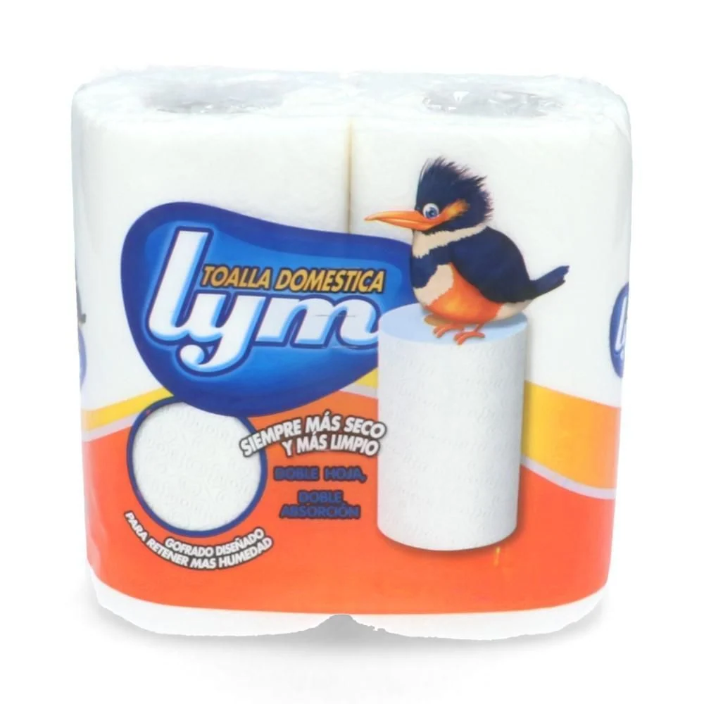 Toalla Papel Gofrado Doble Hoja 2 Rollos 12 Mt LYM
