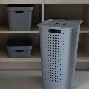 Cesta organizadora con tapa color plomo Madehome