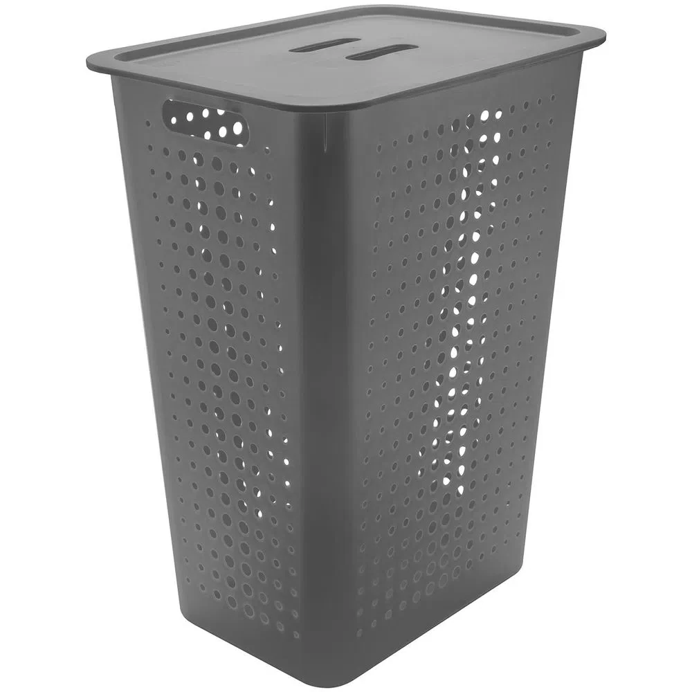 Cesta organizadora con tapa color plomo Madehome