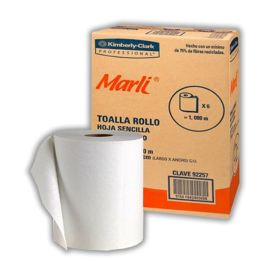 MARLI TOALLA EN ROLLO BLANCA C/6 ROLLOS DE 180 MTS C/U. USA 92276